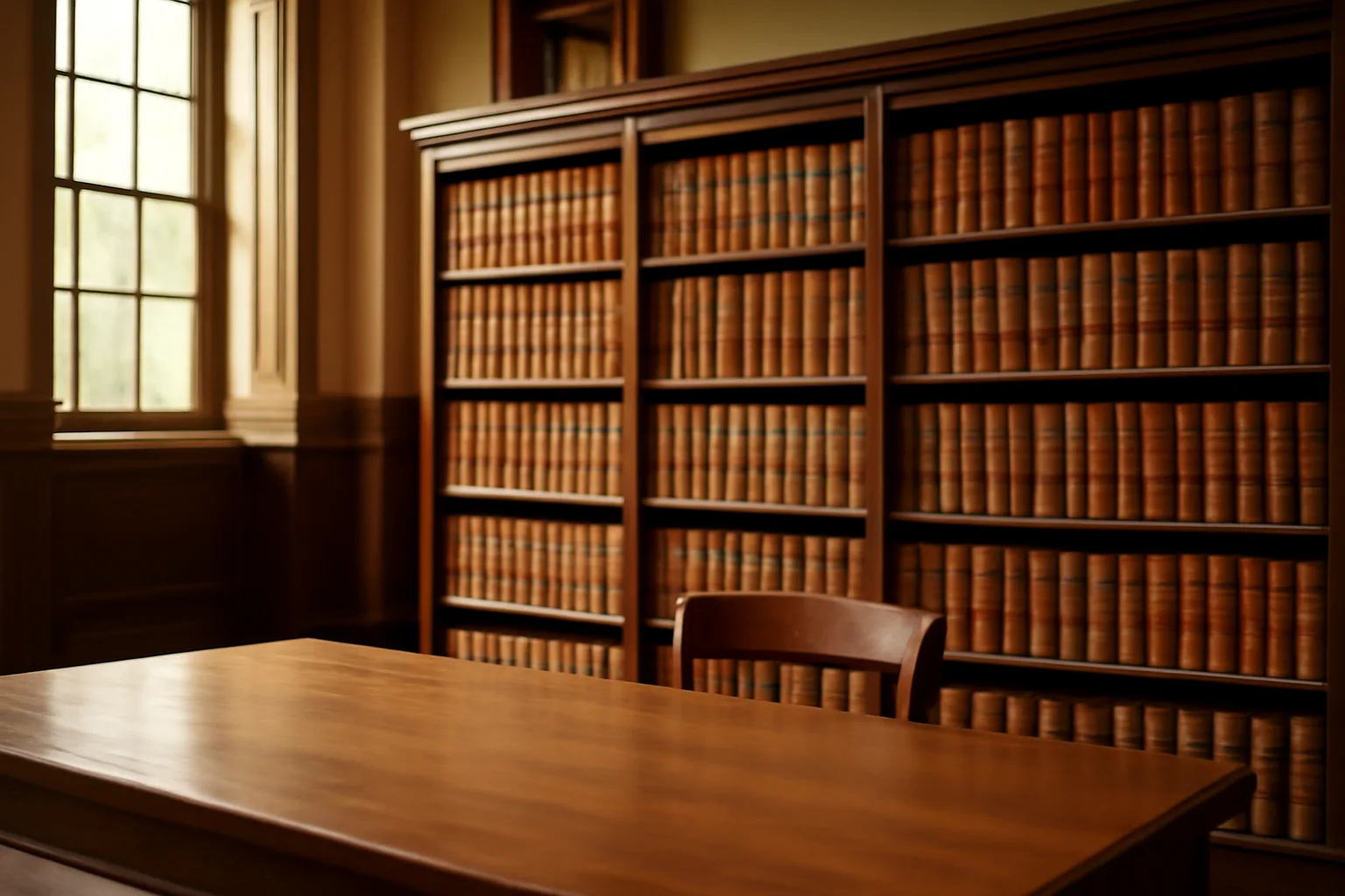 Open deed record books on courthouse shelves, Alabama landman research setting