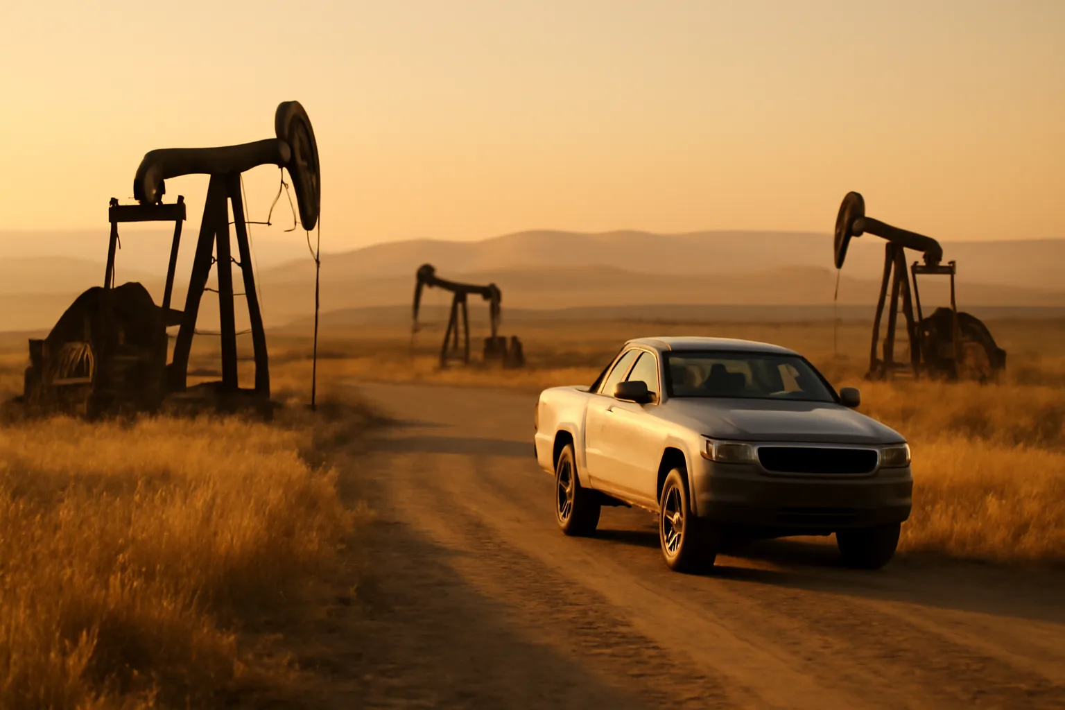 Dry California oilfield hills where a landman would run leases