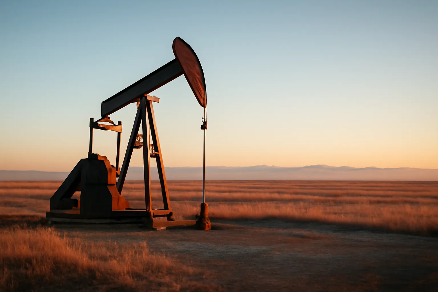 Pump jack on a Weld County pad at dawn for Colorado landman work